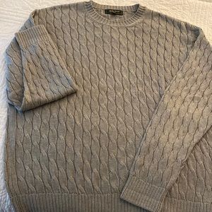EUC Bobby Jones Gray Long Sleeve Cotton Cable Crew Neck Sweater Size XL